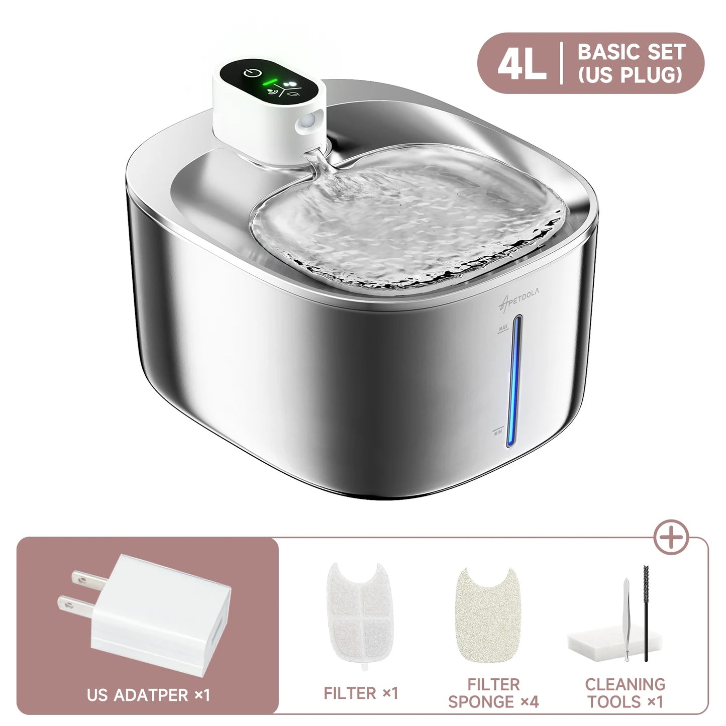 APETDOLA 4L Fuente de agua inalámbrica para gatos con sensor automático, fuente para beber para gatos, perros, bebedero, accesorios para dispensador de agua para mascotas