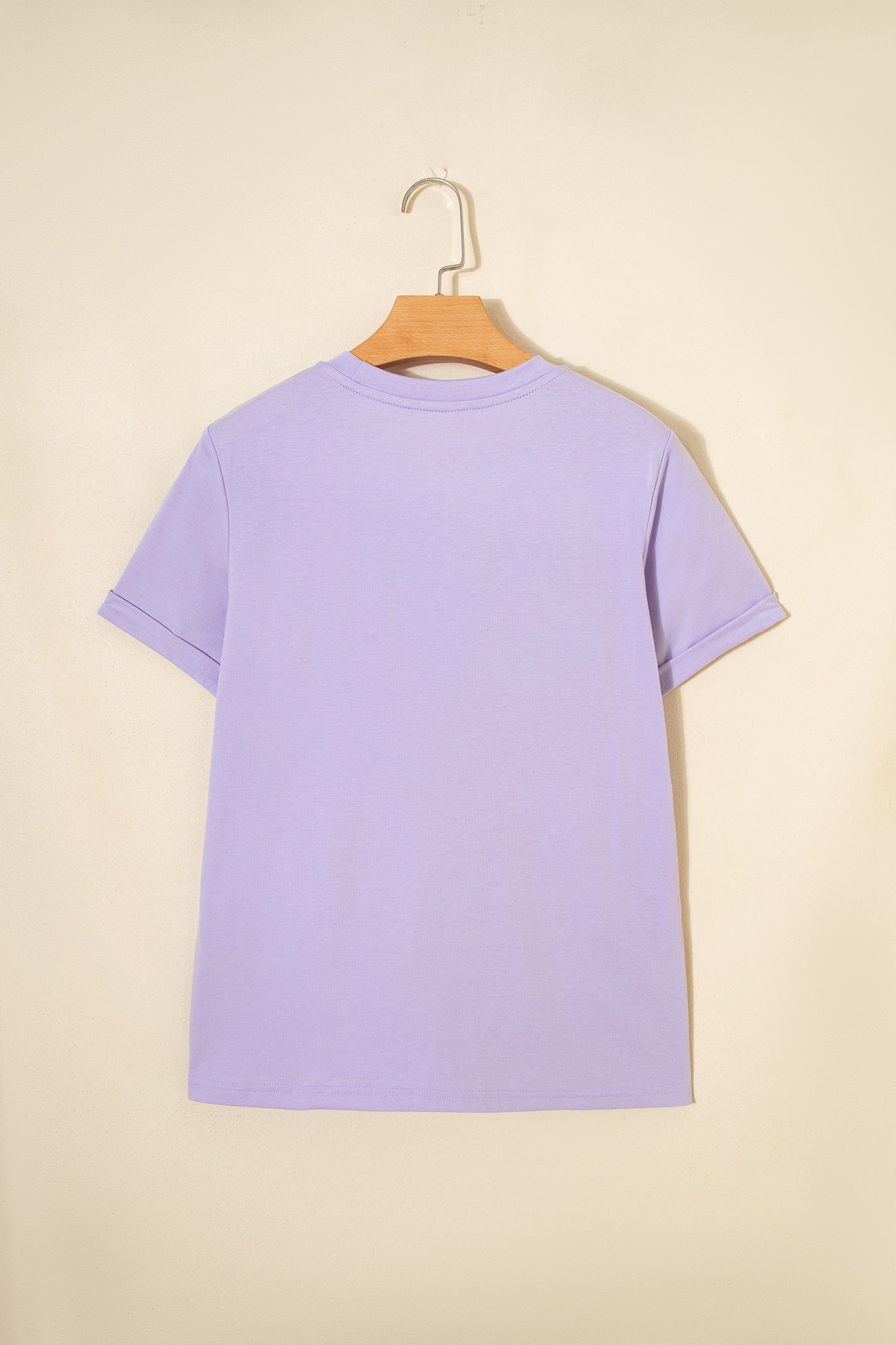 Orchid Petal Casual Plain Crew Neck Tee - Snoopy's Closet