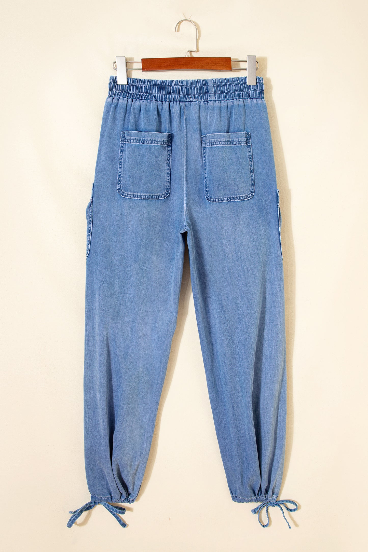 Pantalones holgados de mezclilla Beau Blue con cordón elástico en la cintura y bolsillos
