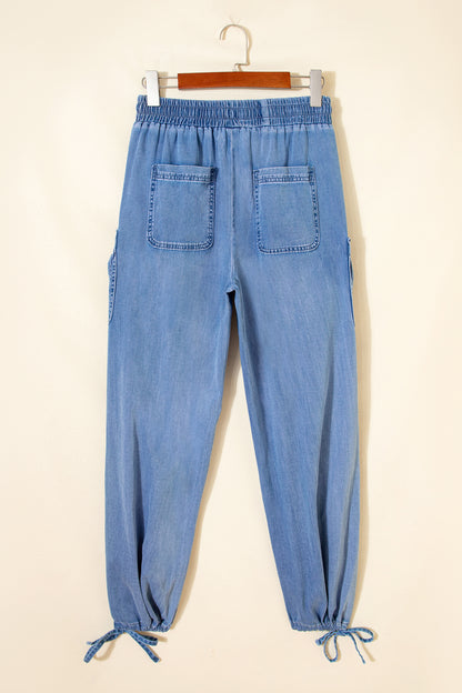Pantalones holgados de mezclilla Beau Blue con cordón elástico en la cintura y bolsillos