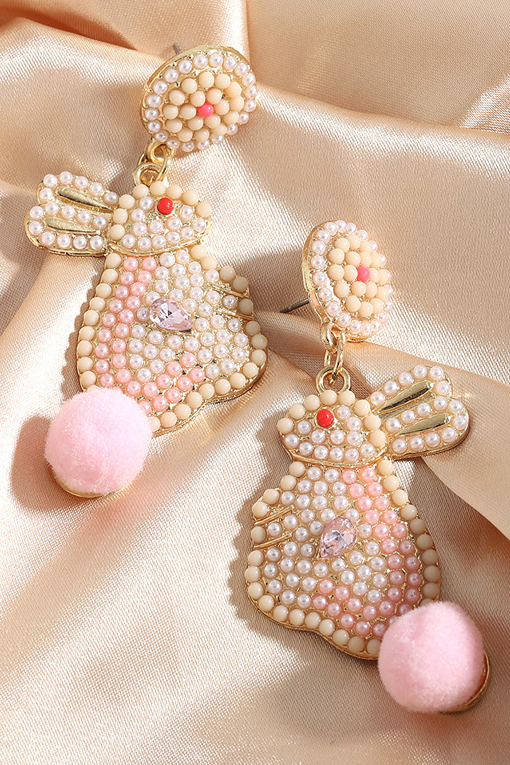 Pink Easter Bunny Pearl Beaded Earrings - Snoopy's Closet