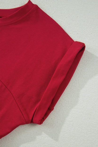 Racing Red Solid Color Cropped Tank Top and Jogger Pants Set - Snoopy's Closet