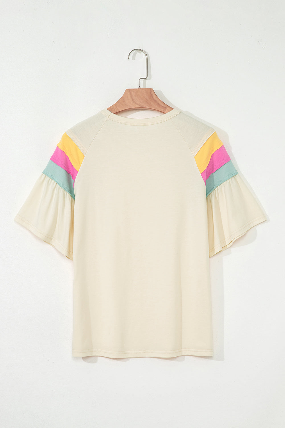 White Color Block Stitched Sleeve Loose T Shirt - Snoopy's Closet