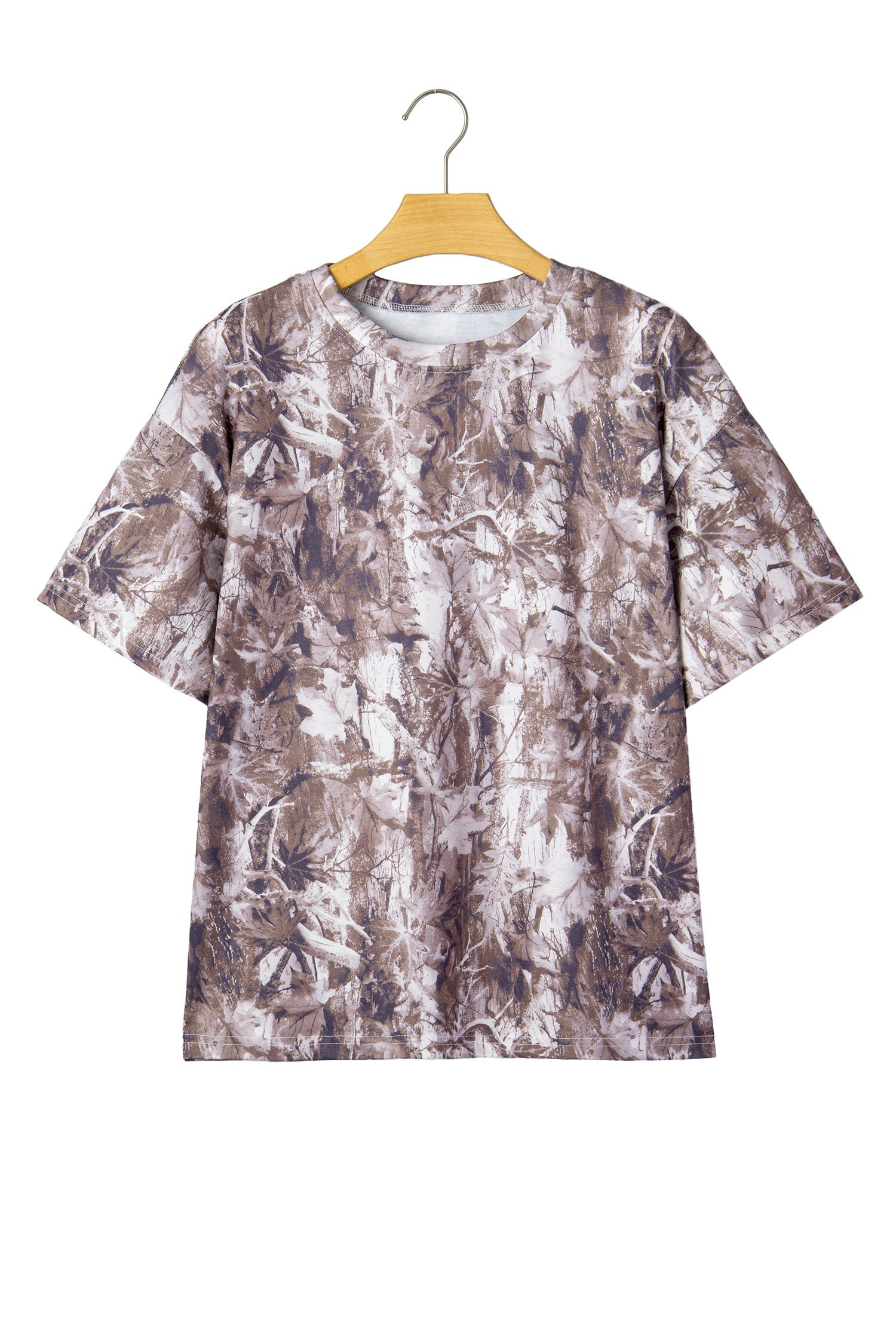 Khaki Camouflage Woodland Print Drop Shoulder Tunic Tee - Snoopy's Closet