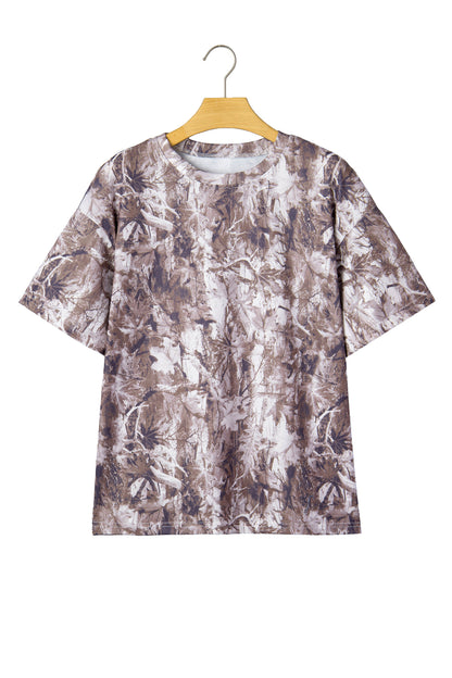 Khaki Camouflage Woodland Print Drop Shoulder Tunic Tee - Snoopy's Closet