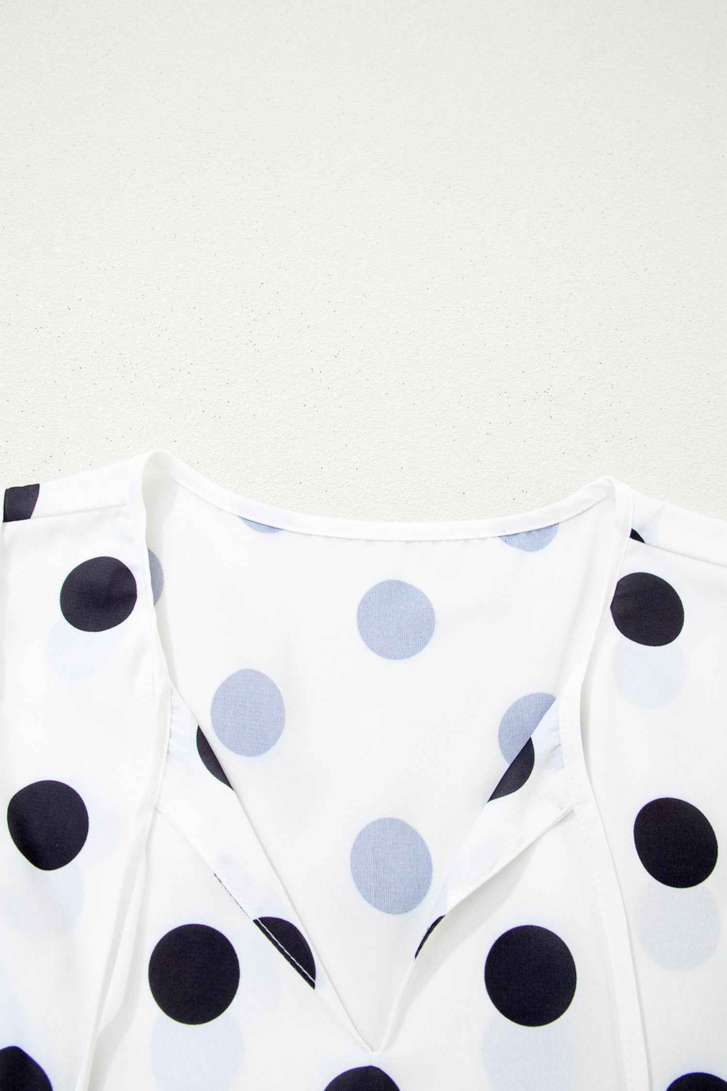 White Polka Dot Print Flutter Sleeve Striped Patchwork Babydoll Blouse