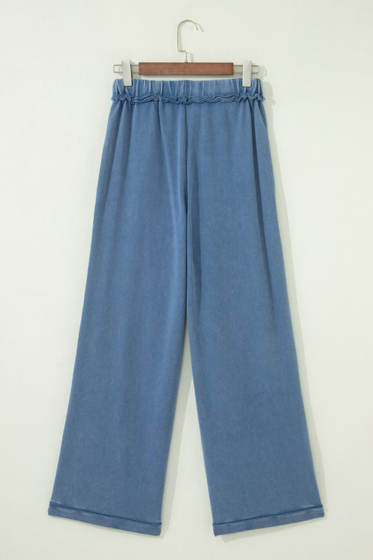 Pantalones Western Ashleigh azules con lavado mineral, cordón, tiro alto retro y pierna ancha