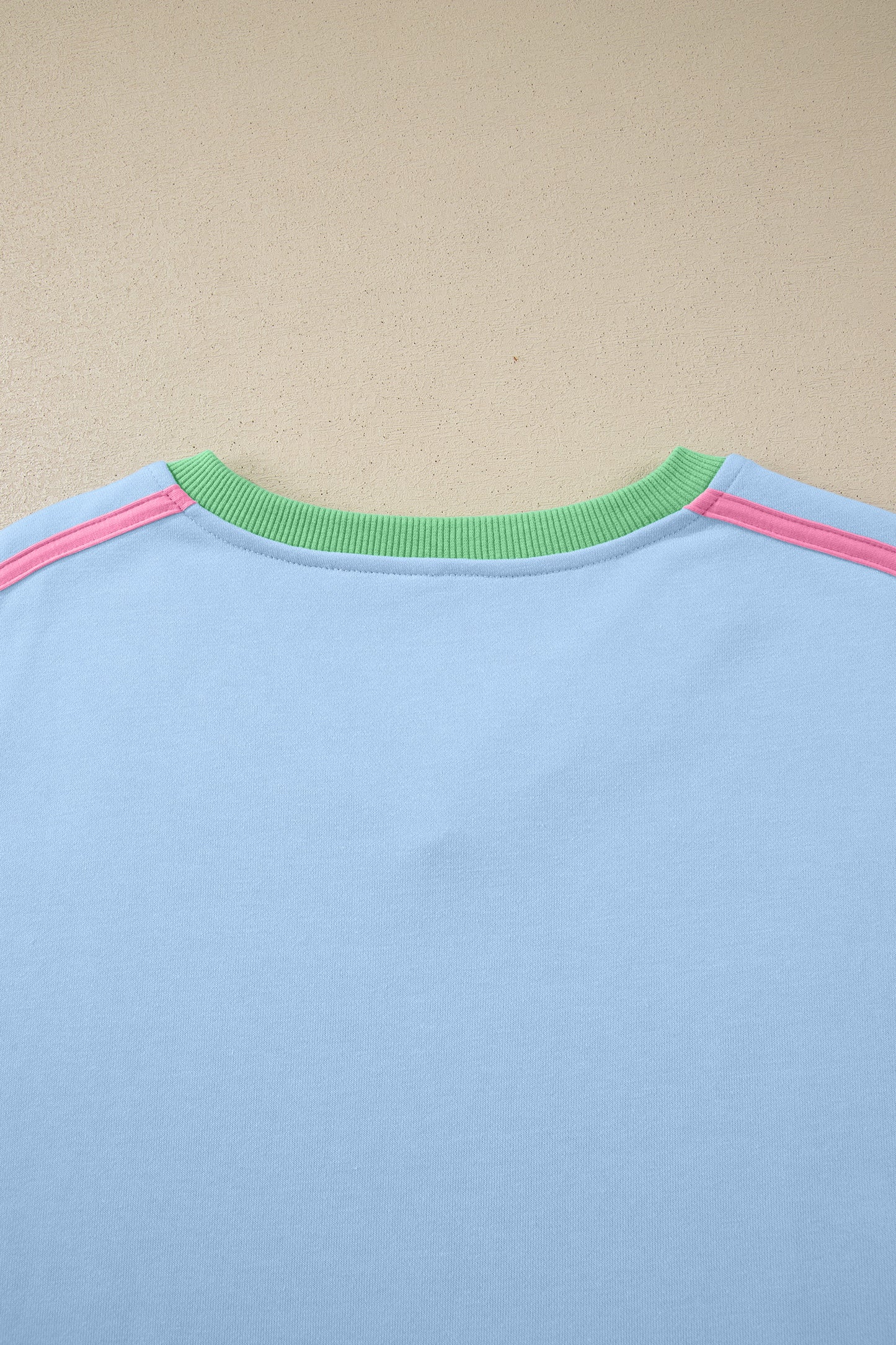 Sky Blue Ribbed Colorblock Trim V Neck Sporty Pullover Mini Skort 2pcs Athleisure Set - Snoopy's Closet