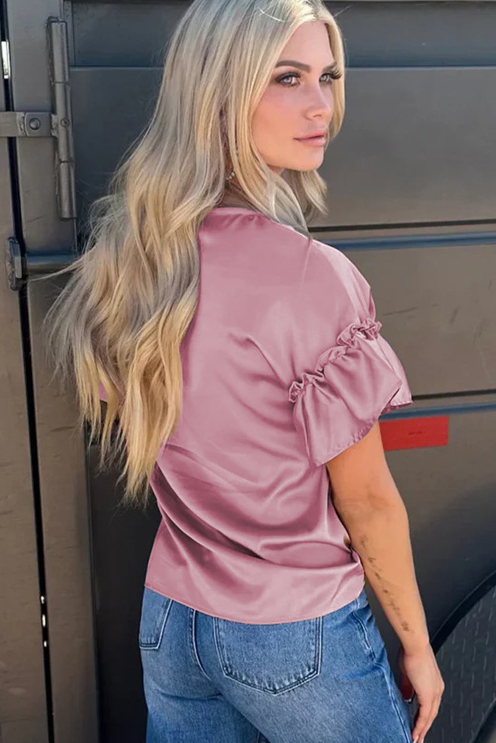 Toadstool Satin Ruffle Sleeve Top - Snoopy's Closet