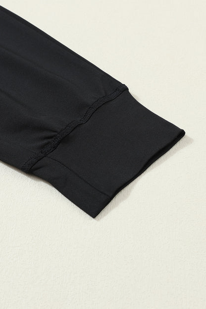 Black Drawstring Elastic Waistband Pocketed Joggers