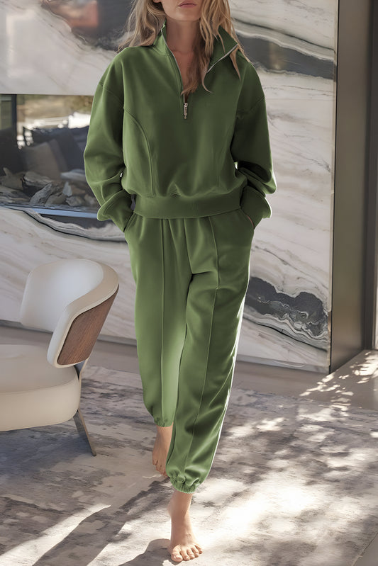 Vineyard Green Half Zip up Pullover Active Top and Joggers Set - Snoopy's Closet