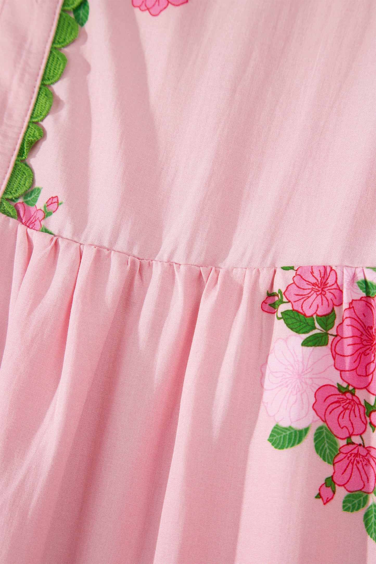 Pink Notched Neck Flutter Short Sleeve Floral Print Maxi Dress - Snoopy's Closet