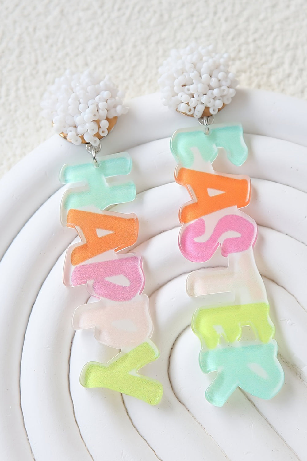 Pink Colorful HAPPY EASTER Drop Earrings - Snoopy's Closet