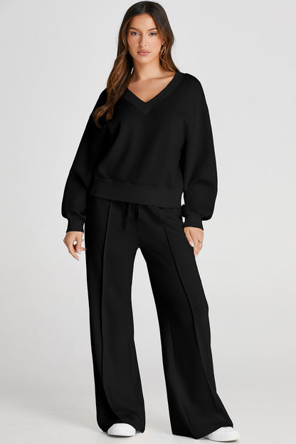 Ropa deportiva de cintura alta, cuello en V, corta, con costuras, negra