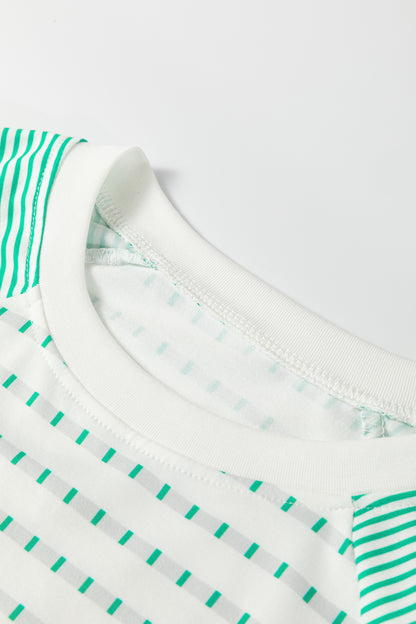 Green Stripe Raglan Patchwork Long Sleeve Tee - Snoopy's Closet
