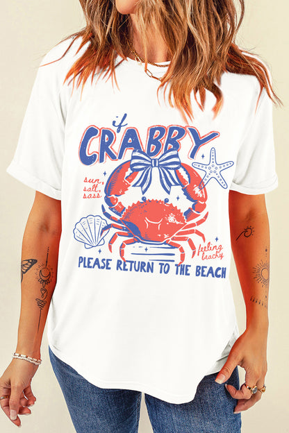 Camiseta blanca de tirantes finos con gráfico Crabby Vacation