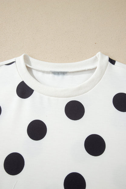 White Polka Dot Short Sleeve Top Casual Skort 2pcs Outfit - Snoopy's Closet