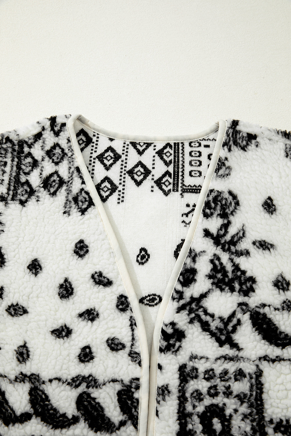 Chaqueta de chaleco de moda occidental con estampado de cachemira Sherpa beige con bolsillos