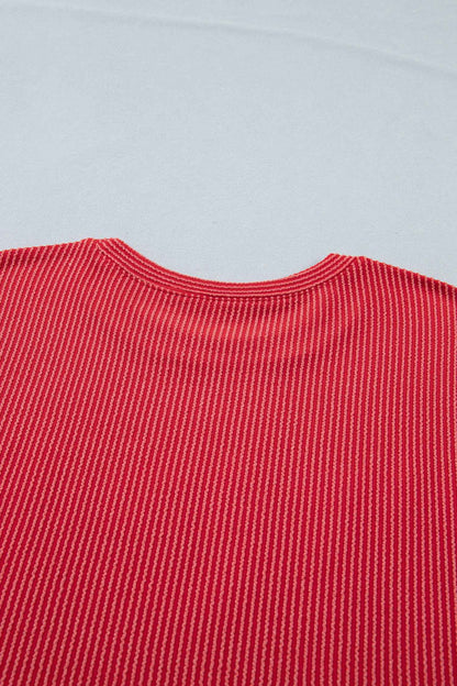 Beau Blue USA Graphic Half Sleeve Loose Ribbed Top