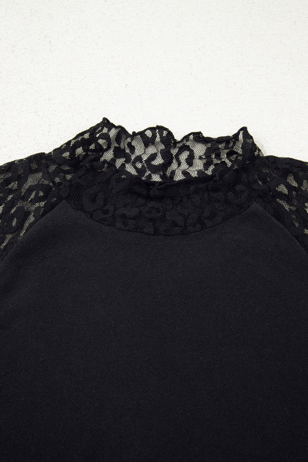 Black Leopard Mesh Patchwork Knit Long Sleeve Top - Snoopy's Closet