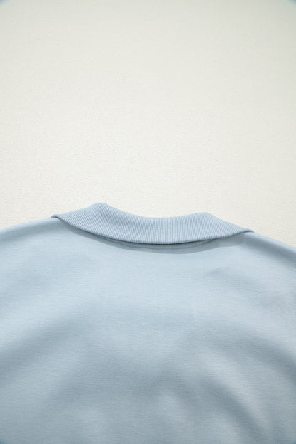 Beau Blue Half Zip Polo Tee Casual Pant Set - Snoopy's Closet