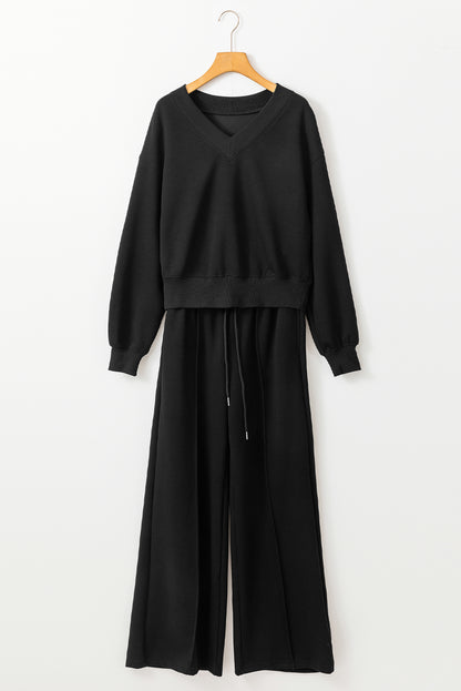 Ropa deportiva de cintura alta, cuello en V, corta, con costuras, negra