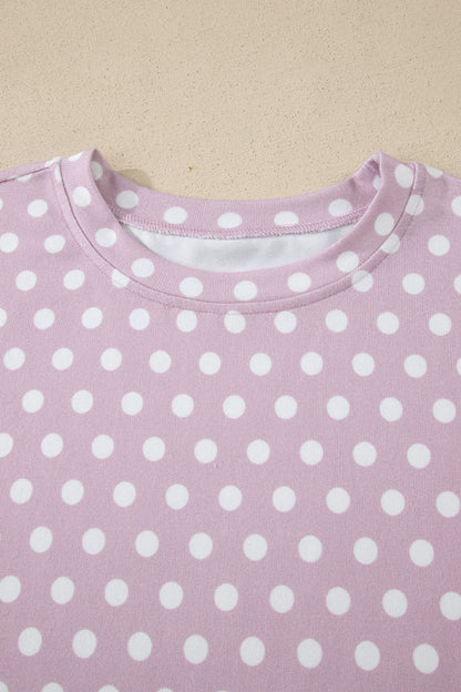 Purple Polka Dot Print Short Set - Snoopy's Closet