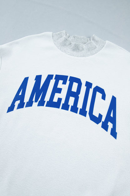 Light Grey Mock Neck Reversible USA/America Graphic Sweatshirt