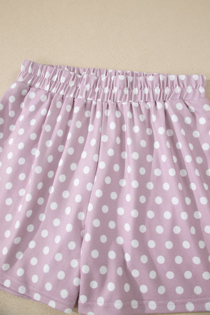 Purple Polka Dot Print Short Set - Snoopy's Closet
