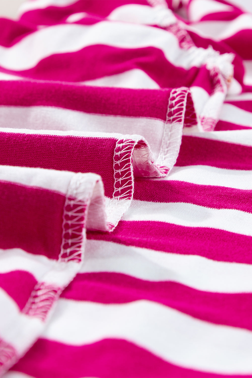 Rose Red Striped Ruffle Sleeve Crew Neck Blouse - Snoopy's Closet