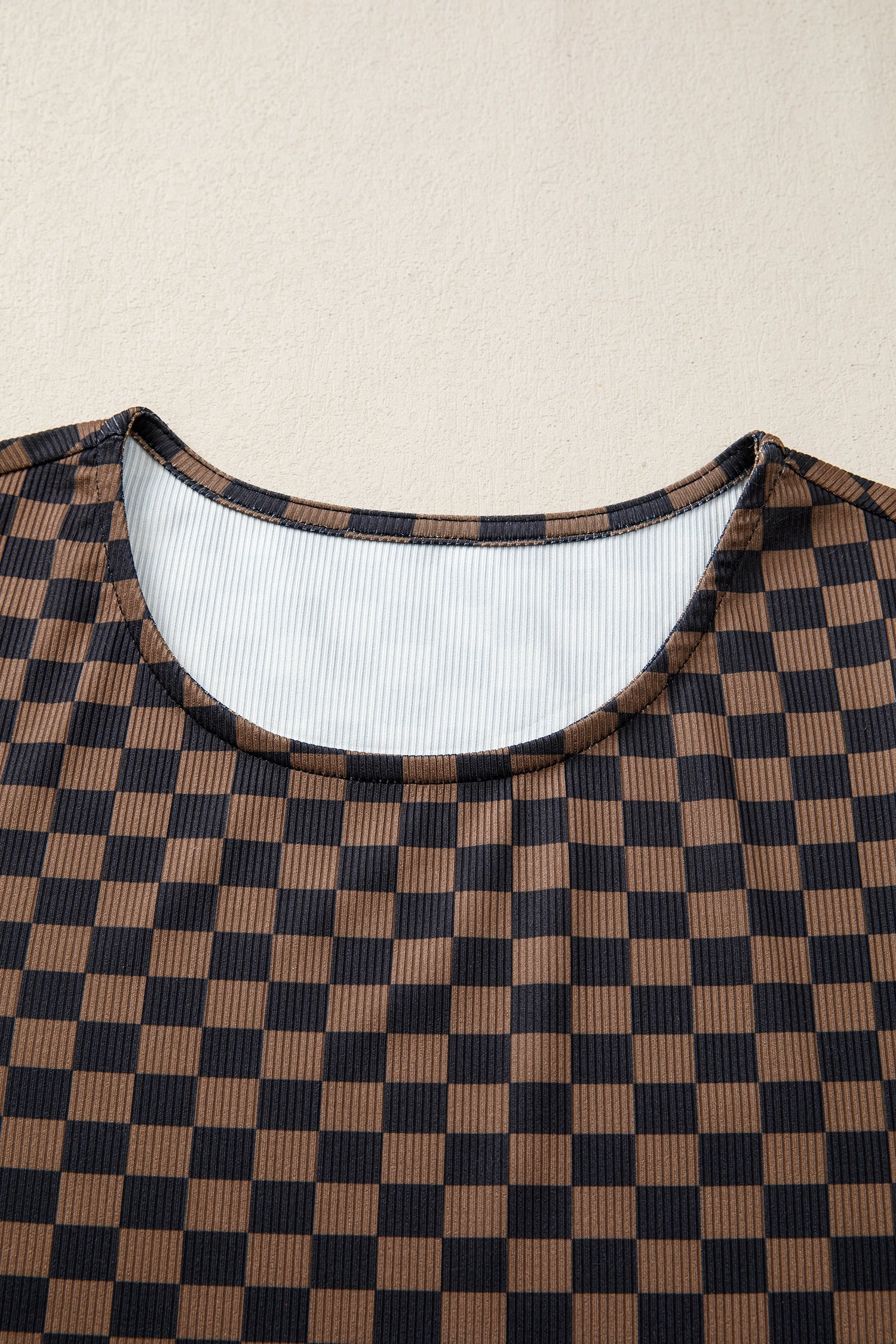 Black Checkerboard Round Neck Summer T Shirt - Snoopy's Closet