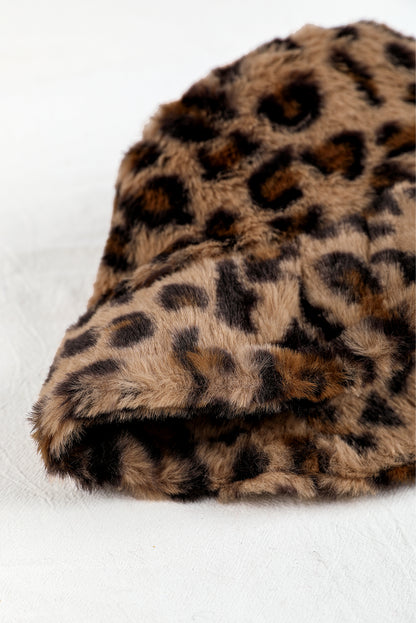 Sombrero de pescador de invierno de ala ancha con estampado de leopardo y curry tailandés