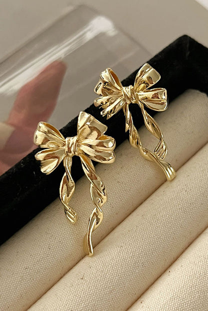 Gold Bow Knot Plated Alloy Stud Earrings - Snoopy's Closet