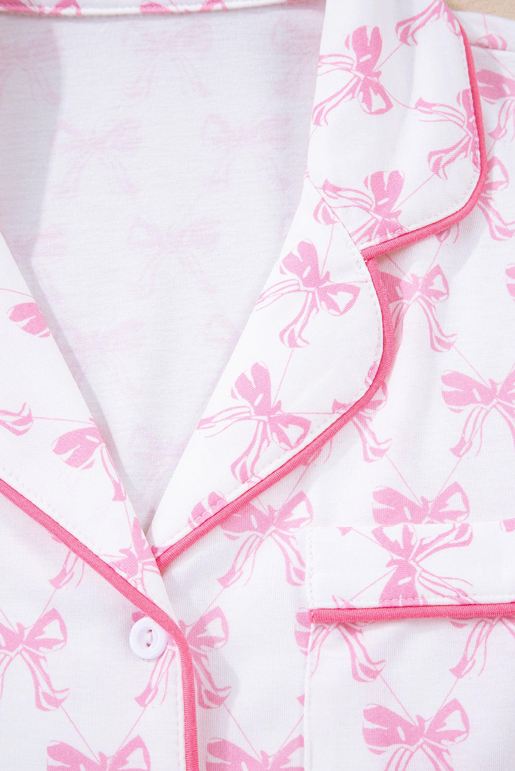 Pink Bow Print Long Sleeve Shirt and Pants Soft Pajama Set - Snoopy's Closet