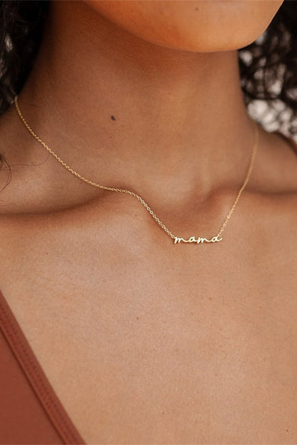 Gold Tiny Mama Script Necklace - Snoopy's Closet