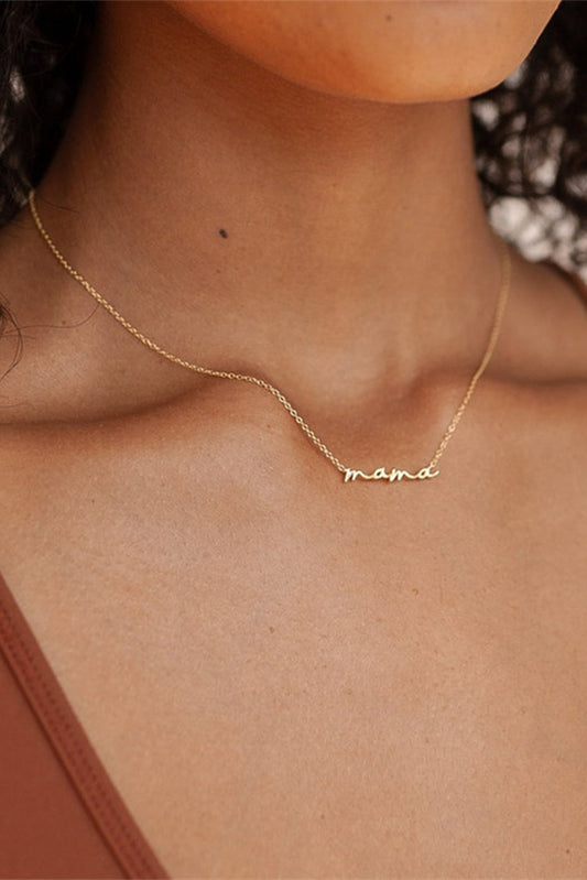 Gold Tiny Mama Script Necklace - Snoopy's Closet