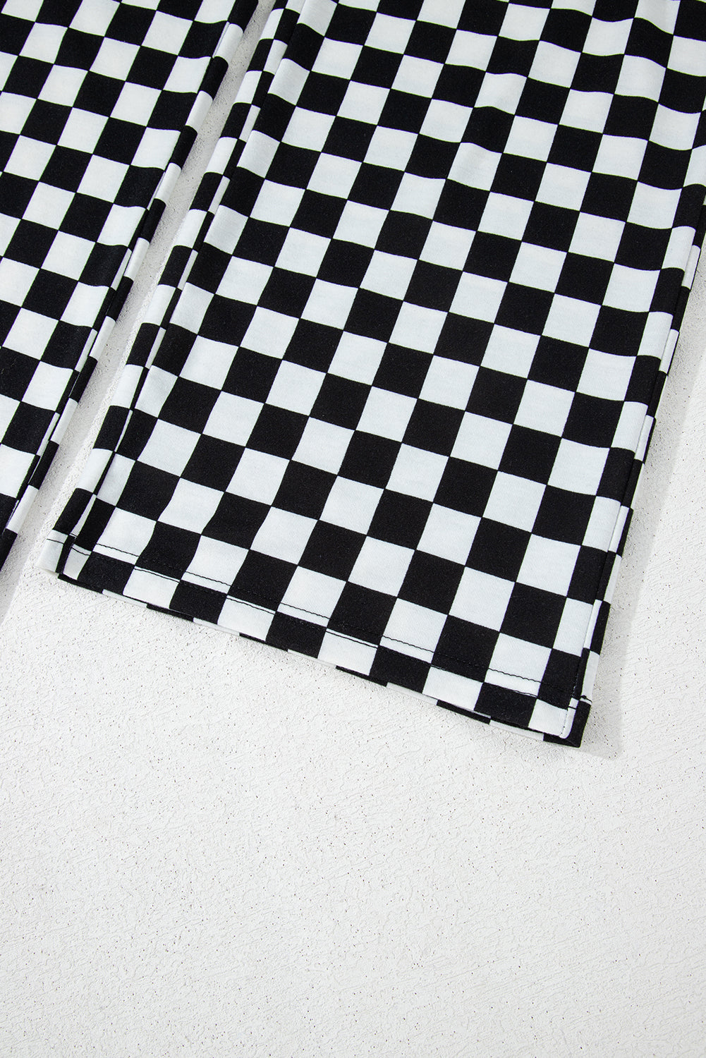 Black Checkered Print Long Sleeve Top and Pants Lounge Set - Snoopy's Closet
