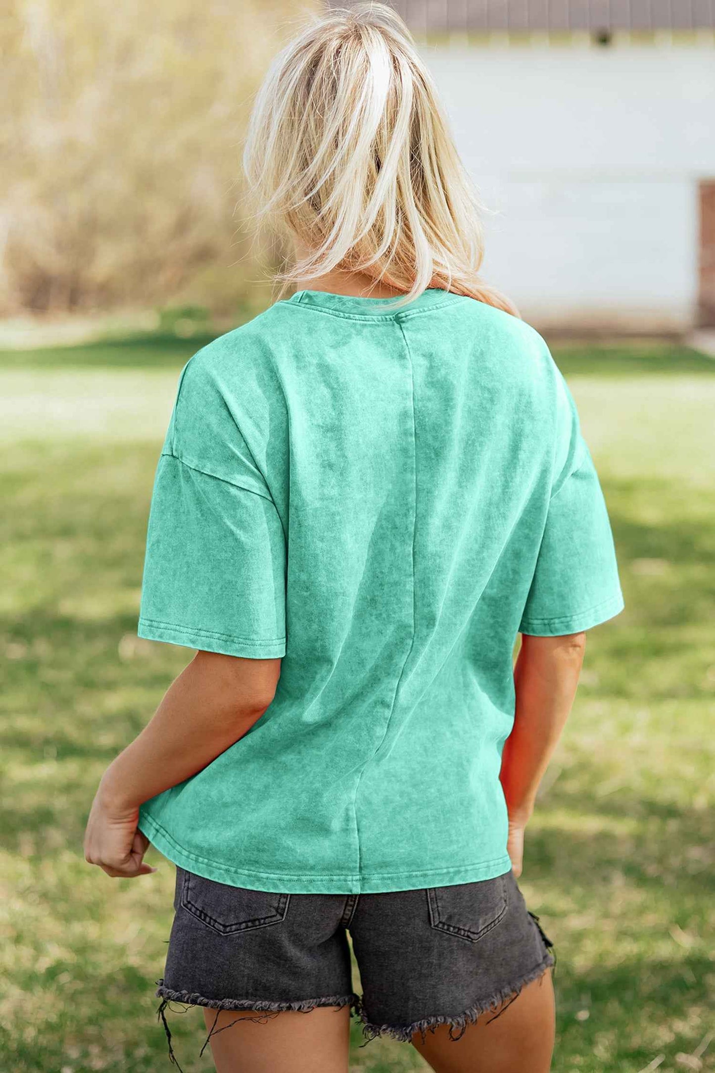 Dark Grey Solid Color Cotton Mineral Washed Oversize Tee