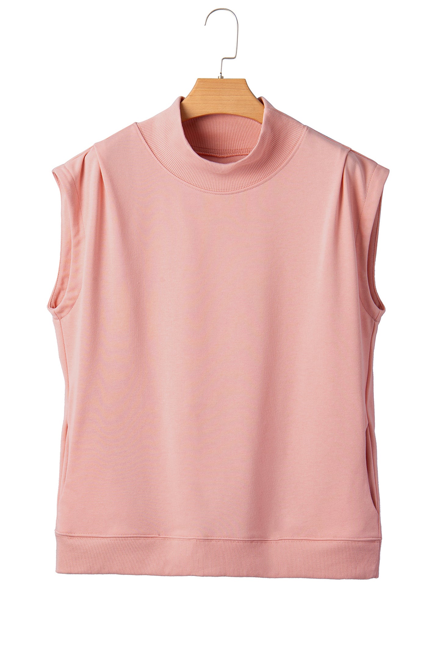 Mint Green Solid Color High Neck Cap Sleeve Loose Top