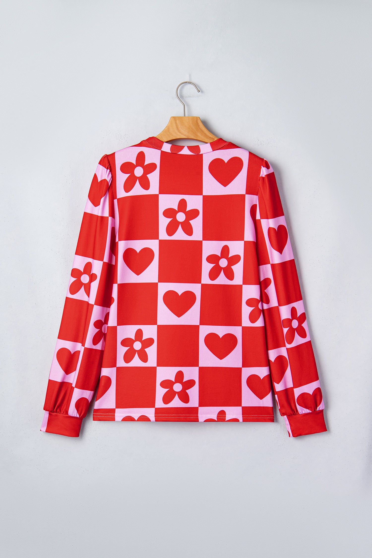 Red Dotted Heart Festive Valentine Blouse - Snoopy's Closet