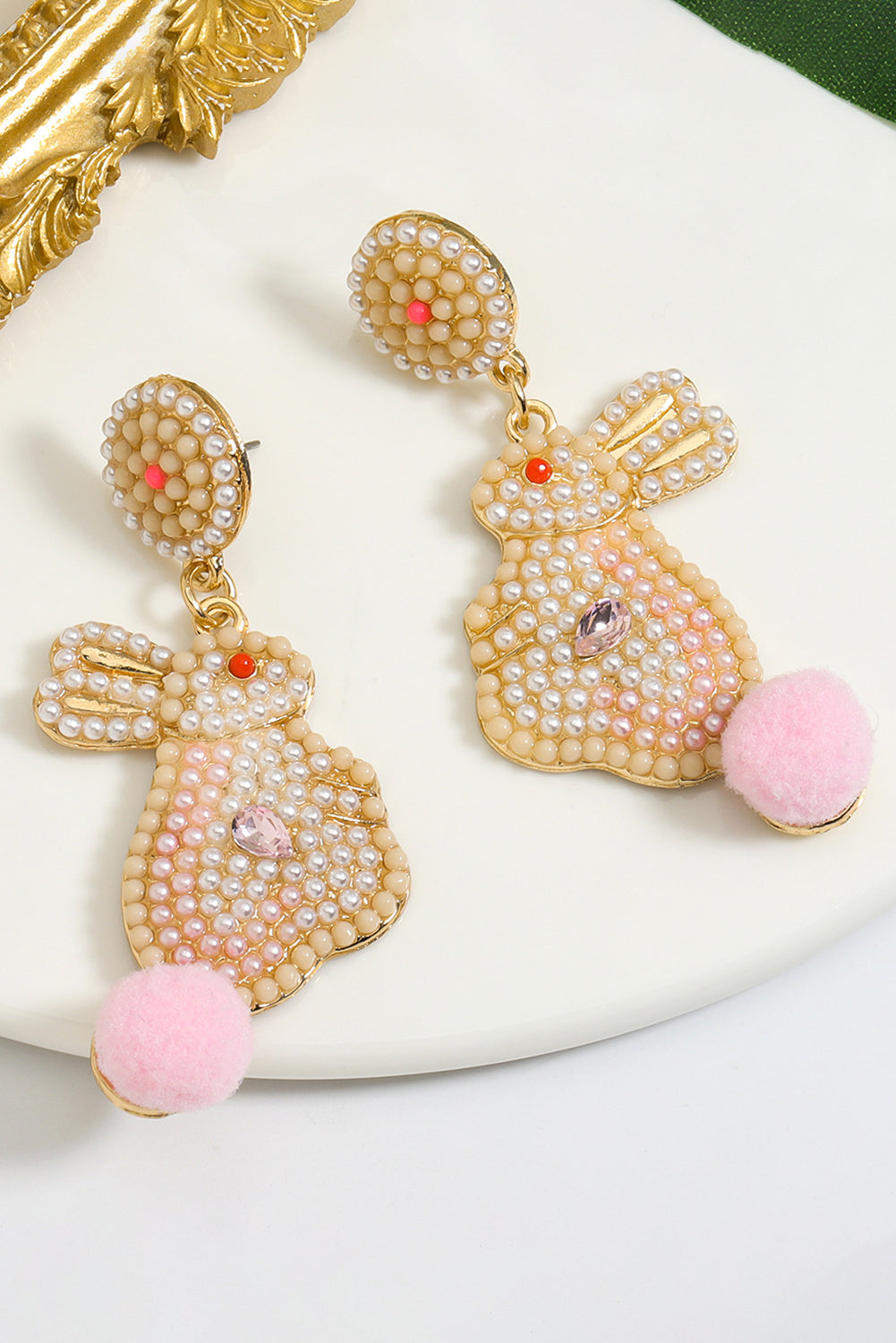 Pink Easter Bunny Pearl Beaded Earrings - Snoopy's Closet