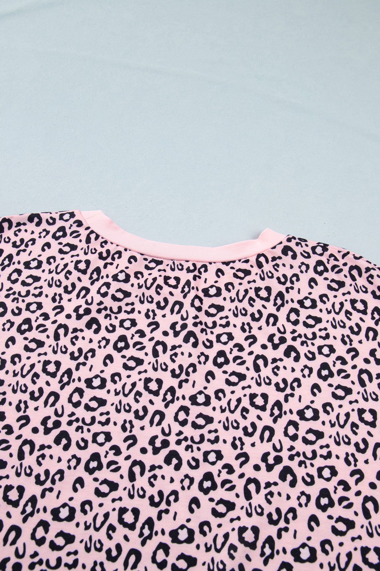 Pink Leopard Striped Contrast Patchwork Plus Size Tee