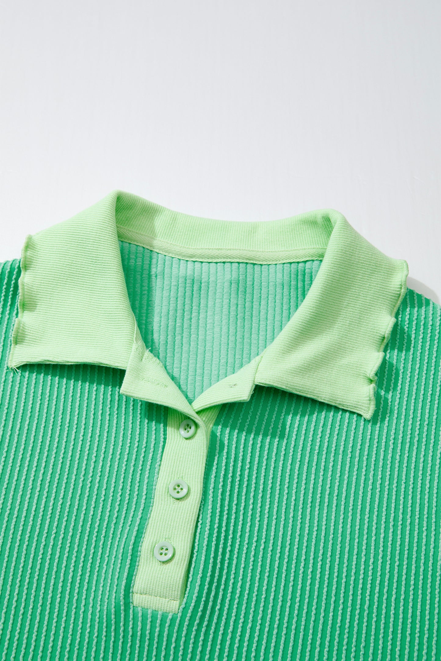 Vestido Camisero Polo Acanalado de Gran Tamaño con Diseño Trenzado Verde Menta
