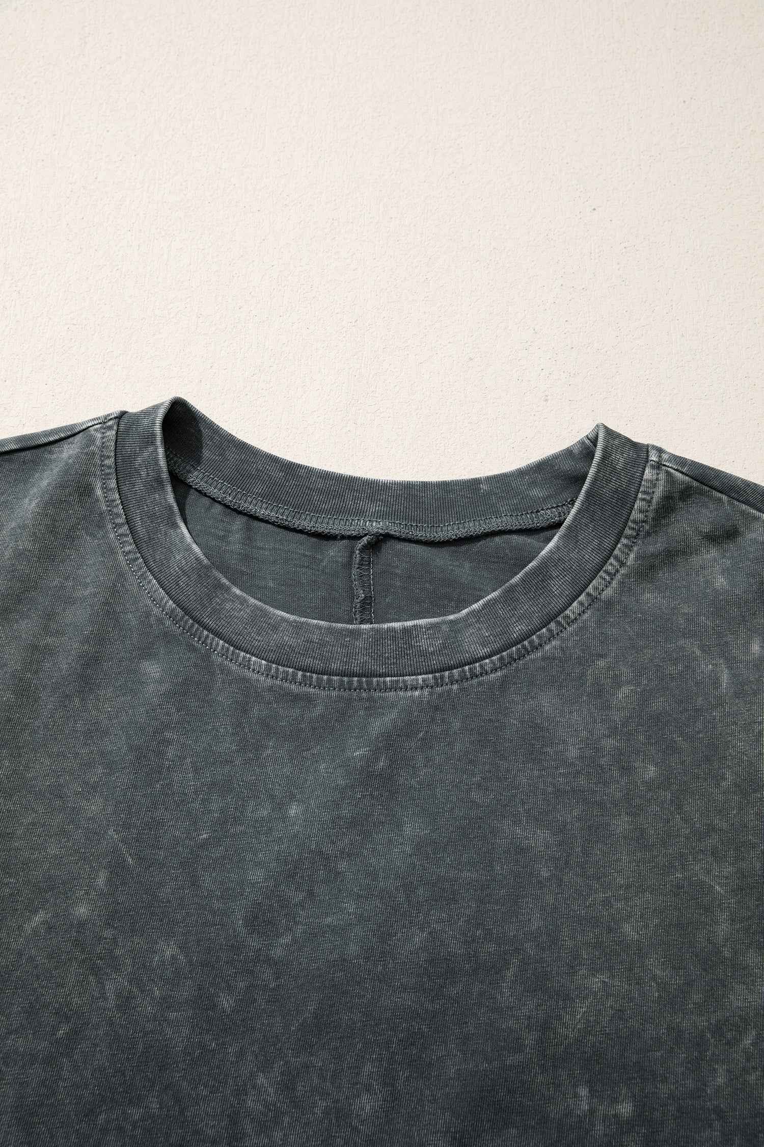 Dark Grey Solid Color Cotton Mineral Washed Oversize Tee
