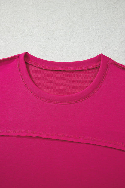 Rose Red Drop Shoulder Boxy Tee and Barrel Pants Set