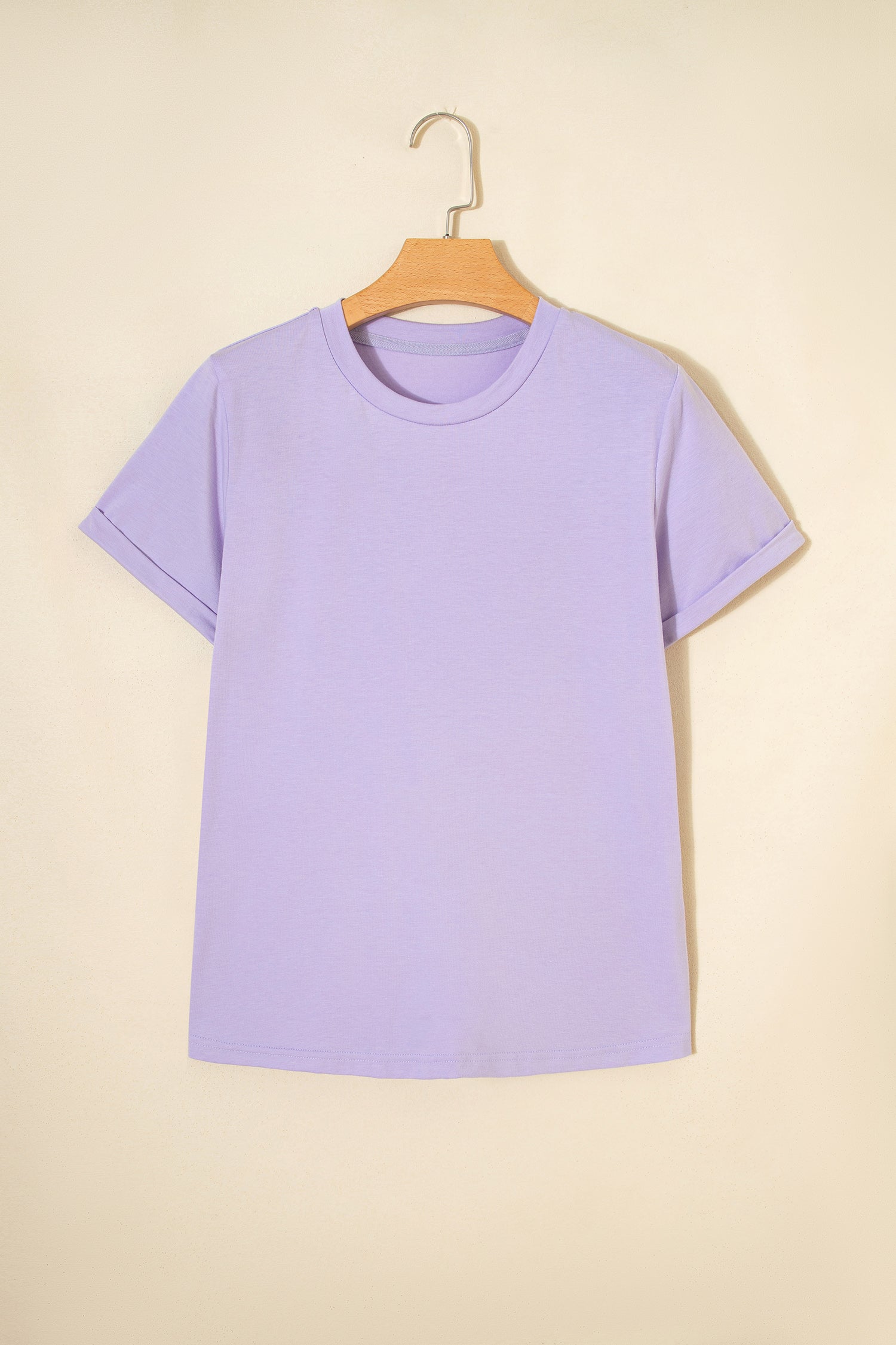 Orchid Petal Casual Plain Crew Neck Tee - Snoopy's Closet