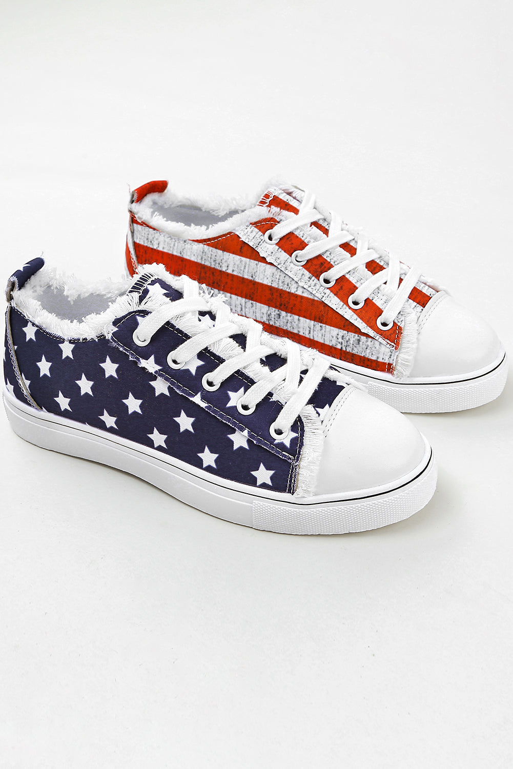 Blue American Flag Lace-up Canvas Flat Shoes - Snoopy's Closet