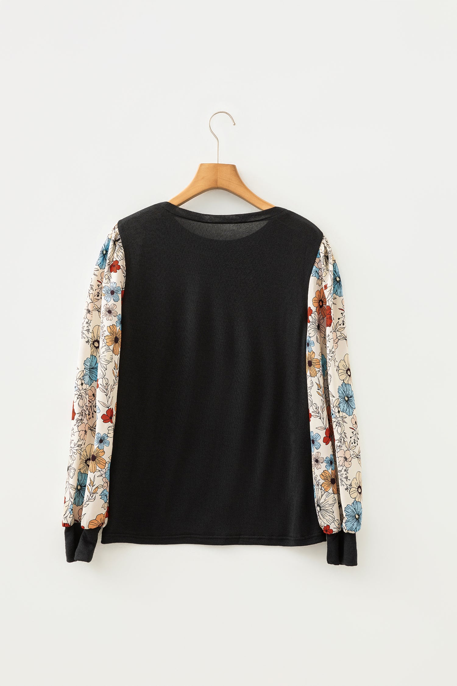 Apricot Flower Puff Sleeve Patchwork Top - Snoopy's Closet