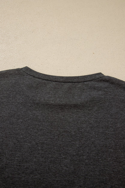 Carbon Grey YEE HAW Boots STATE OF MIND Fringed Sleeve Tee
