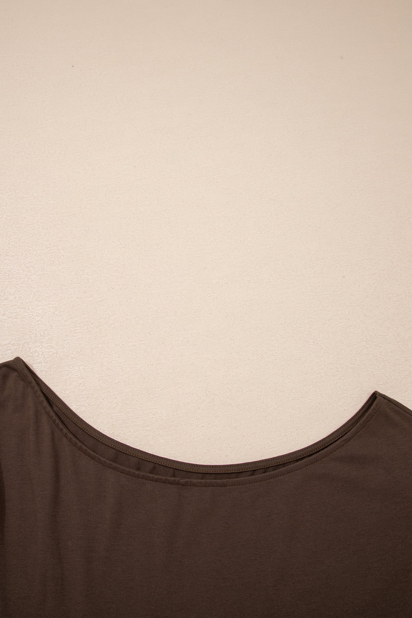 Coffee Plus Size Solid Color Asymmetric Neck Short Sleeve Blouse - Snoopy's Closet